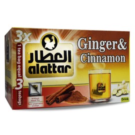 AlAttar Drink Herbal Ginger & Cinnamon Tea Bags Herbals Al Attar Herb ElAttar Herbs El Attar Non Gmo No Additives No Artificial Coloring Kosher Halal (20 Tea Bag) العطار زنجبيل وقرفه