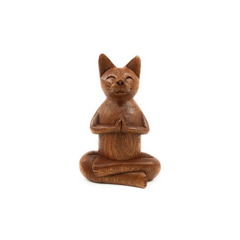 Ruth + Wilde Namaste Cat - Hand Carved Wood from