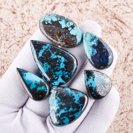 A+ Chrysocolla with Azurite Gemstone Cabochon, Multi Shape Stones, Chakra Healing Crystals, Jewellery Making, Loose Wholesale Lot,