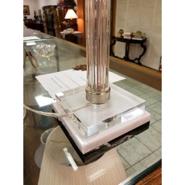 B&P Lamp® 5 1/4 Inch Wide Clear Acrylic Square Clear Acrylic Square Square Lamp Base With Wire Way