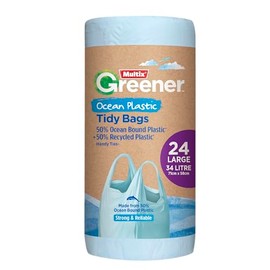 Multix Ocean Plastic Greener Tidy Bags, 34 Litre Capacity, Large (Pack of 24)