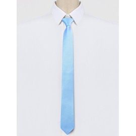 [Allegra K] Men's Necktie Narrow Tie Flat Stripe Adjustable Zipper Casual Business Necktie Sky Blue 6cm