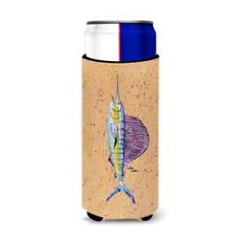 Caroline's Treasures 8352MUK Fish Sailfish Ultra Hugger for Slim cans Can Cooler Sleeve Hugger Machine Washable Drink Sleeve Hugger Collapsible Insulator Beverage Insulated Holder