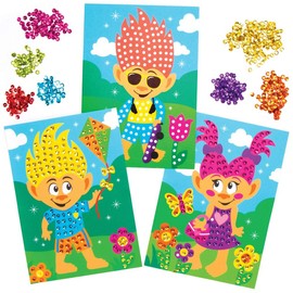 Baker Ross 4 Pieces Sequin Hairy Heads Craft Kit for Kids Arts and Crafts Projects