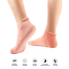 Sanstrong 3 Pairs Pilates Grip Socks, Yoga Socks with Grip for Women Men, Non slip skid Socks for Barre Workout Hospital