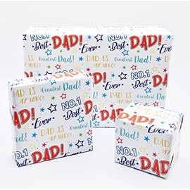 2 Sheets Father's Day Best Dad Ever Design Wrapping Paper Multi Colour Dad Gift Wrap