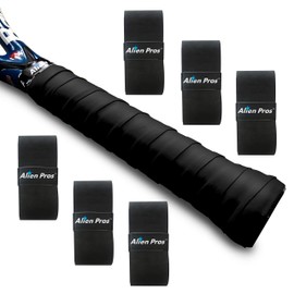 Alien Pros Tennis Racket Grip Tape (6 Grips) – Pre-cut, Dry Type Tennis Grip – Tennis Overgrip Tape, Tennis Racket – Wrap Around Your Racket for High Performance (6 Grips, Black)