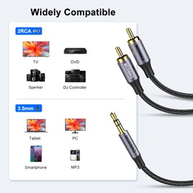 MOSWAG RCA Cable RCA to Jack 3.3 ft/1 m, Audio Aux 3.5 mm Jack to 2 RCA Y for MP3, Tablets, Stereo Receivers, Car, Speakers, HDTV etc