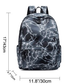 Ecohaso 15.6Inch Starry Lightning Stylish Backpack Travel Rucksack School Bags for Teenager Girls Boys Students Outdoor Hiking Camping Weekend Backpack (Black)