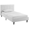 Modway Linnea Upholstered White Twin Platform Bed with Wood Slat