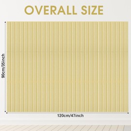 Honoson 12 Pack 47" x 35" Large Cork Board Alternative Felt Bulletin Board Wall Tiles with Safe Square Adhesive Large Roll Cork Tiles for Walls Organize Home Office Classroom Pin Panels (Light Yellow)