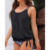 Women Blouson Tankini Top Only - Loose Fit Swim Top