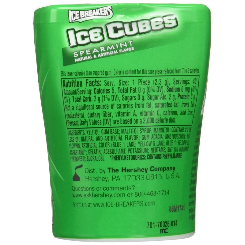 Ice Breakers Ice Cubes Spearmint Gum Bottle Pack- 4 ct