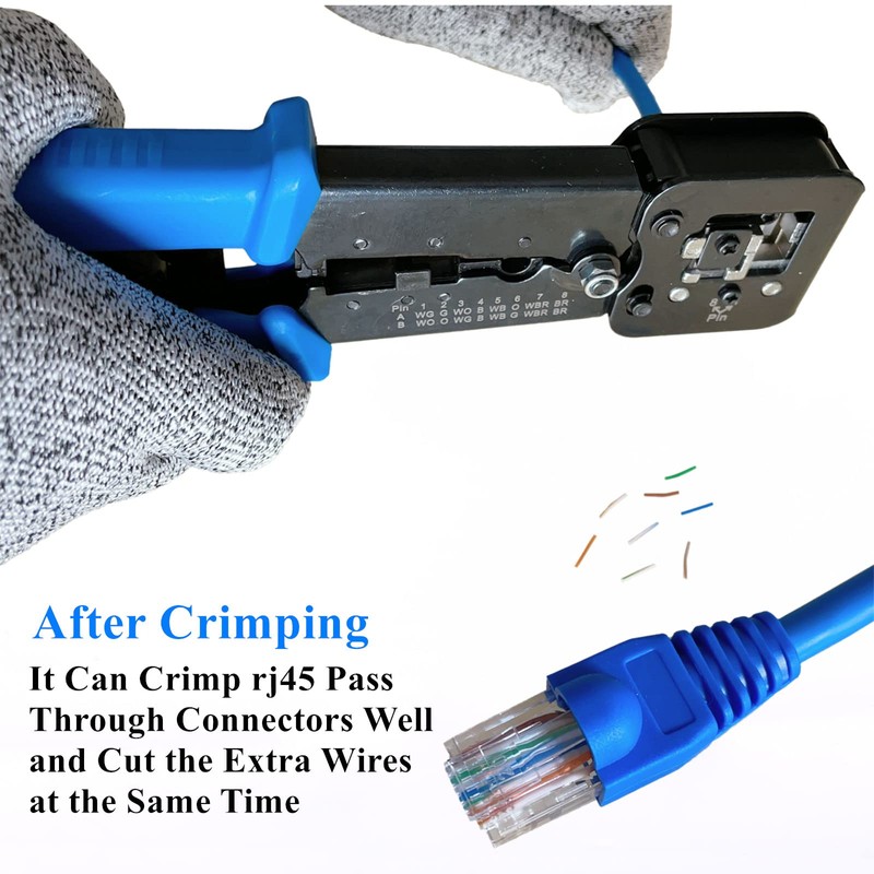Gaobige RJ45 Crimp Tool Kit Pass Through, Cat5 Cat5e Cat6