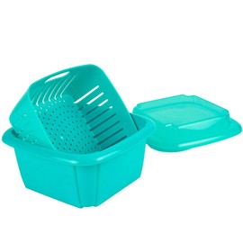 Hutzler 3-in-1 Berry Keeper Colander and Container, Keeps Berries Fresh Longer, 2 Pints, Turquoise