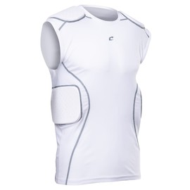 Champro Men's Formation Football Padded Compression Shirt, White
