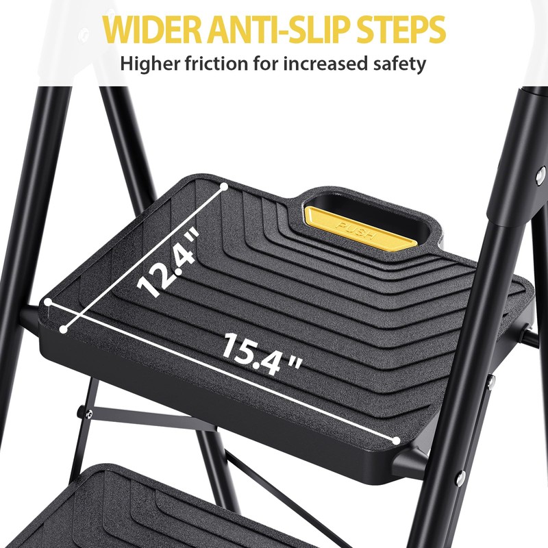 KINGRACK 2 Step Ladder, Sturdy Steel Step Stool with Anti-Slip
