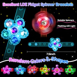 24PCS LED Light Up Fidget Spinner Bracelets Birthday Party Favors for Kids 4-8 8-12 Glow in The Dark Party Supplies Goodie Treat Bag Stuffers Return Gifts for Boys Girls Classroom Prizes Bulk Toys