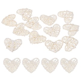 M METERXITY 12-Pack Heart Shaped Wicker Rattan Balls 60mm/2.4 Inch Decorative Rattan Balls Orbs Vase Fillers Bowl Fillers for Christmas/Weddings/DIY Crafts/Home Decor [White]