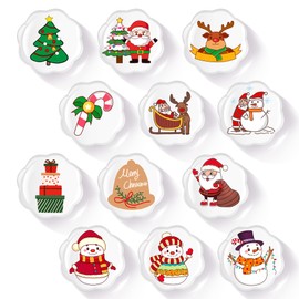 SMARTAKE 12-Pack Christmas Magnets for Fridge, Glass Christmas Refrigerator Magnets, Small Xmas Decorative Magnets, Cute Funny Fridge Magnets for Home Kitchen Office Dishwasher (Snowflake Shape)