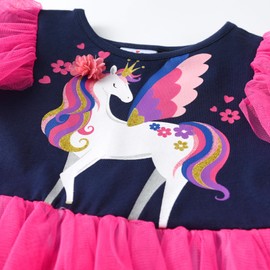 DXTON Toddler Girls Dress Long Sleeve Tutu Winter Birthday Party Dress for Little Girl 6 Years,Purple