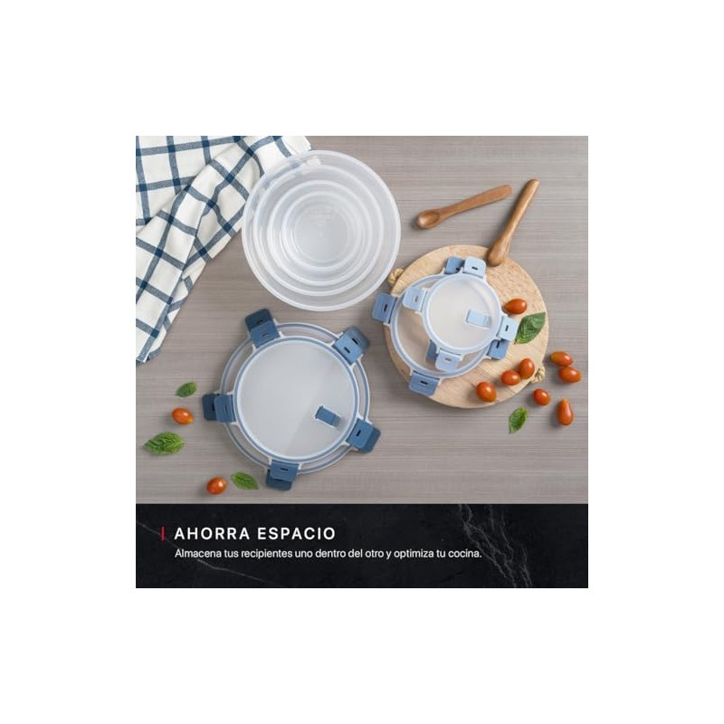 Set de Recipientes Apilables de Plástico para Alimentos con Tapas