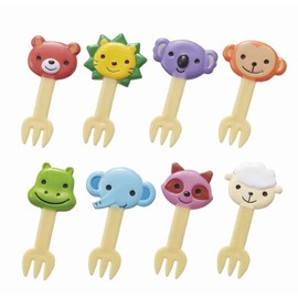 Torune P-3547 Fork Picks, Nakayoshi Animals, 8 Pieces, Lunch Pick