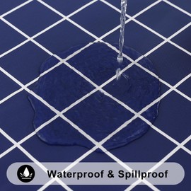 Spotjoy Rectangle Table Cloth, Waterproof Vinyl Tablecloths with Flannel Backing, Wipeable Plastic Plaid Table Cover for Dining, Indoor and Outdoor (52"x70", Navy)