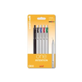 Uni-Ball On Point One Intention UMN-S-05 Retractable Gel Pens. Premium 0.5mm Rollerball Tip for Super Smooth Handwriting. Contemporary Compact Design Perfect for Note Taking. Pack Of 5