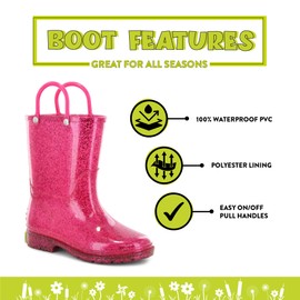 Western Chief Girl's Glitter Waterproof Rain Boot, Pink, 13 Little Kid