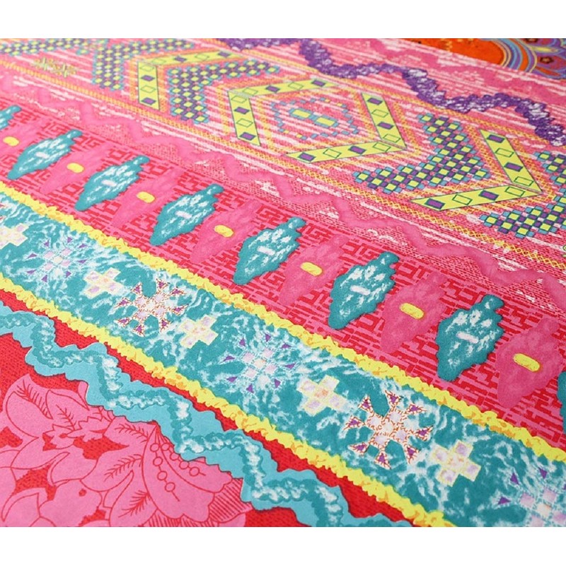 NATURETY Bedding Fitted Sheet with Deep Pocket,Boho Printed Fabric Bed