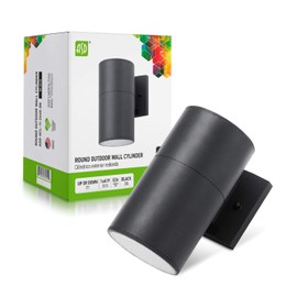 ASD Outdoor Light Fixture Wall Mount, 1-Direction Up or Down Cylinder Light - Modern Exterior Wall Sconce with One E26 Base - Waterproof, Black Die-Cast Aluminum Housing, ETL Listed
