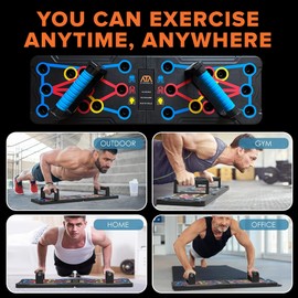 ATA-Strength Heavy-Duty 15-in-1 Foldable Push Up Board for men and women with Adjustable Grip Strengthener, skipping Rope, and 3 Resistance Bands Comprehensive Home Workout System for Targeted Muscle Training and Enhanced Grip Strength