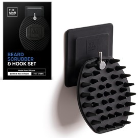The Man Silicone Beard Scrubber for Men - Beard Brush & Beard Exfoliator for Men, Removes Beardruff & Deep Cleans, Beard Washing Brush, Beard Growth Accessories, Facial Beard Cleansing Brush (1 Set)