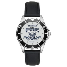 KIESENBERG Men's Watch Biker Motorcycle Chopper V-Twin Fan Watch Gift Analogue Quartz Leather Strap Watch L-21292, silver, Strap.