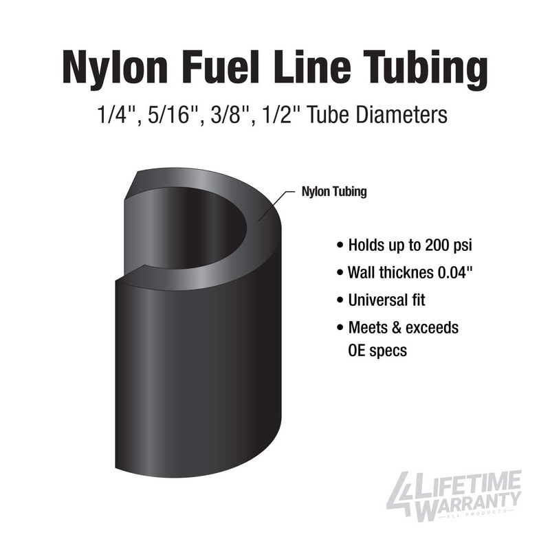 4LIFETIMELINES Nylon Fuel Repair Tubing Coil, 1/2 x 25 ft