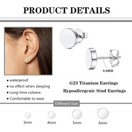 Candyfancy Sleek Titanium Round Disc Stud Earrings - Minimalist Design for Modern Elegance
