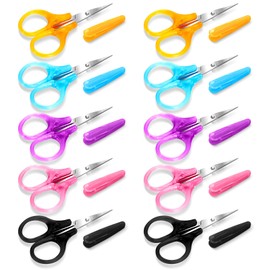 10 Pcs All Purpose Precision Small Scissors Stainless Steel Detail Scissors with Protective Cover Mini Detail Craft Scissor, Straight Fine Tips Sewing Scissor for Embroidery, Paper Cutting, Sewing
