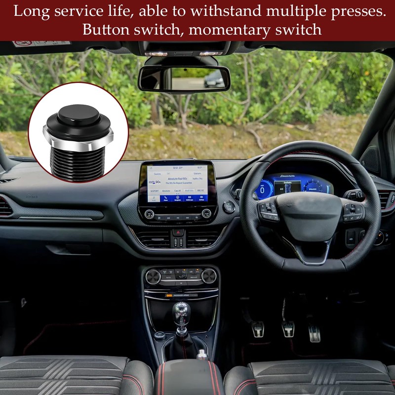 6Pcs 12MM Black Metal Push Button Switch - Self-Locking &