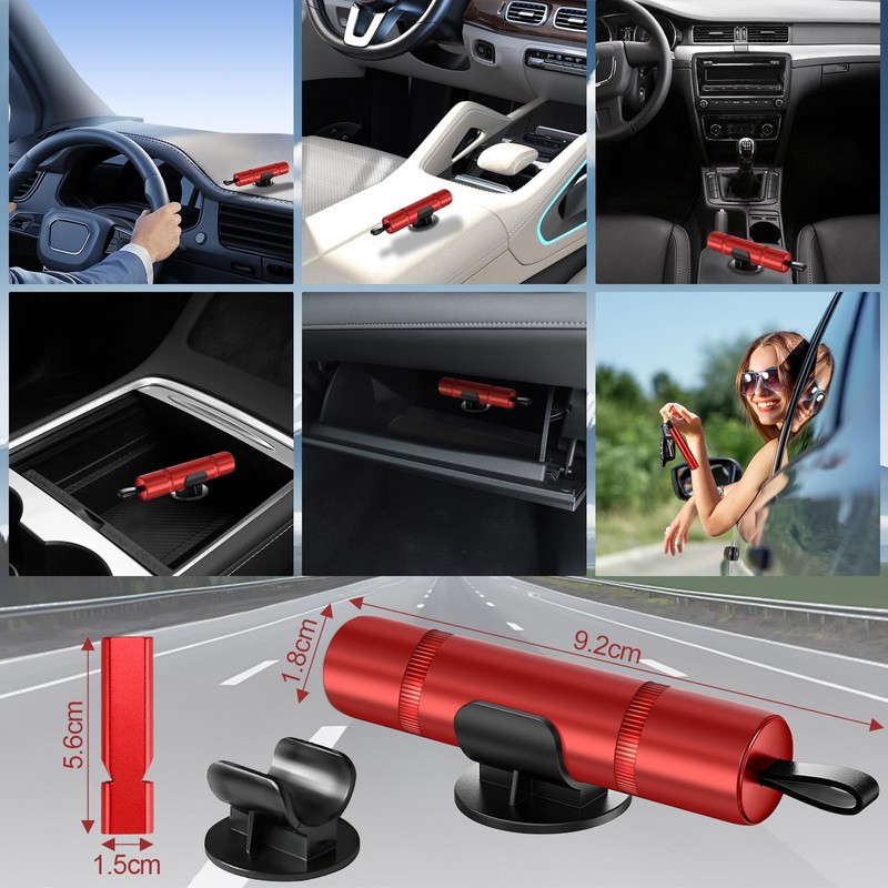 Zikenis 2 Stück Auto Sicherheitshammer,2 in 1 Gurtschneider Notfallhammer,Multifunktional Gurtschneider
