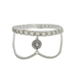 TrendyFashionJewelry TFJ Women Western Boot Chain Metal Bling Bracelet Side Waves Shoe Anklet Charm Silver Medallion Coin Ethnic Style