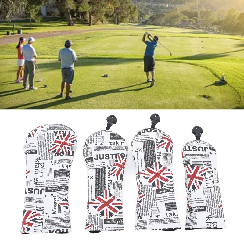 4Pcs UK Flag Print Golf Club Head Cover PU Golf