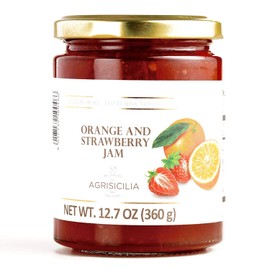 Agrisicilia Sicilian Jam and Marmalade 12.7oz Made in Italy (Orange Strawberry, 2 Pack)
