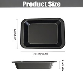QILEMI Deep Baking Tray for Oven, 1 Piece, Rectangular Baking Tray, 31.5 x 22 x 5 cm, Made of Carbon Steel, Oven Tray, Scratch-Resistant and Non-Stick Coating, Oven Tray, Suitable for Baking and