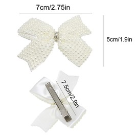 Pack of 2 Bows Pearls Hair Clips Children Baby Toddlers White Alligator Claws Clips Wedding Hair Accessories for Girls Women