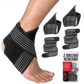 SPORTIFY 2 Vendajes de Tobillos Compresion Ajustable Elastico para Esguince Artritis Tendinitis y Dolor con Soporte Estabilizador Ortopedica Tipo Tobi