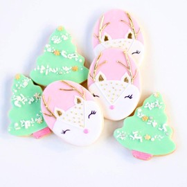 ½ Dz. Snowy Reindeer Cookie Set! Winter’s Softer Side! Christmas, Winter, Birthday Themed Shower Party Favors or Gift!