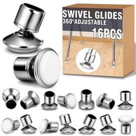 Chunful 16 Pcs 5/8" Swivel Chair Glides, Adjustable Leveler Feet