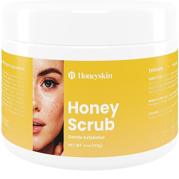 Exfoliating Body Scrub and Exfoliating Face Wash - Rejuvenating Face Exfoliator and Blackhead Remover for Dull and Dry Skin - Gentle Exfoliating Face Scrub and Body Exfoliator with Manuka Honey- (4oz)