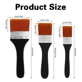 Paint Brushes for Acrylic Painting, 2/4/7cm Flat Acrylic Paint Brush Set Professional Large Brushes Art Paint Brush Set for Paintings, Watercolor, Oil (3PCS)